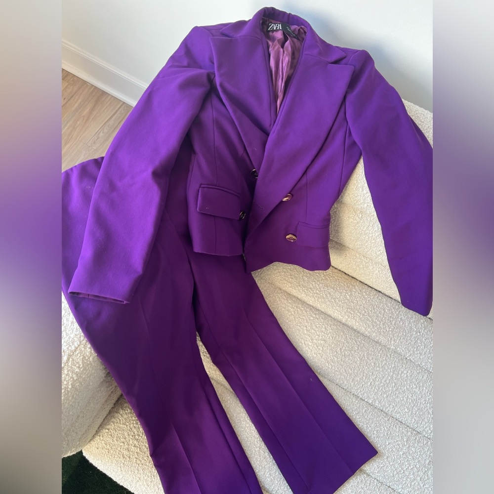 Purple Zara Suit - size M kick flare bottom and size S jacket